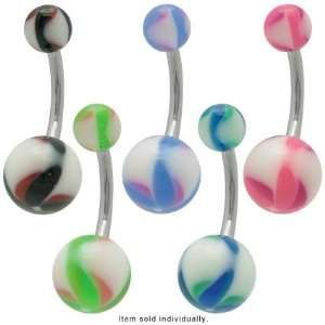  Swirl Duo Color Acrylic Belly Button Ring   36620 Jewelry