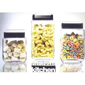    See + Stor Clear Glass Canister Set   Black