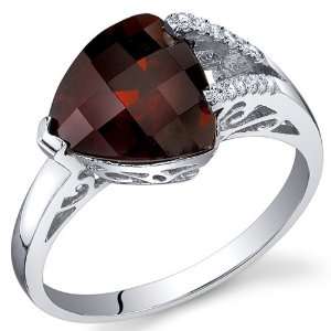 Dazzling Color 3.00 Carats Trillion CheckerBoard Cut Garnet Ring in 