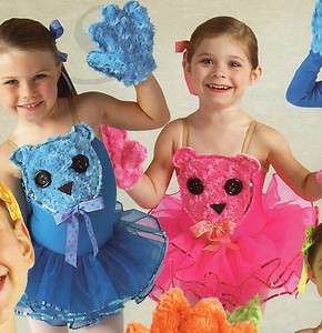   TEDDY BEAR DANCE COSTUME FUZZY MITTS FACE BOWS 4 COLORS Button eyes