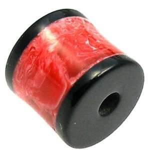  Red Drum Marble Effect Plastic Beads (20 pcs). 10mm x 12mm 