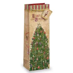 Toast the Holidays One Bottle Wine Gift Bag Incl Gift tag & Soft woven 