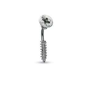  014 Gauge Screw Belly Button Ring with Cubic Zirconia in 