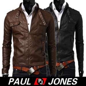   Leather Stand Collar Jackets Motorcycle coats ,Trench Black/Browns