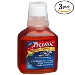 Tylenol Cough and Sore Throat Warming Liquid, Nighttime, Honey Lemon 