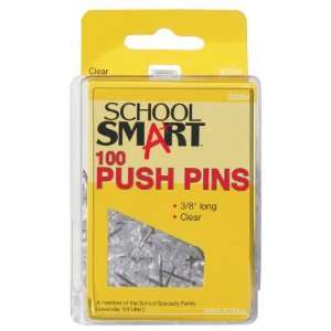  School Smart Push Pins   Clear. 100/box.