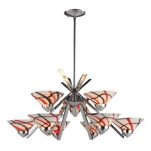 LIGHT CHANDELIER IN POLISHED CHROME AND CREME WHITE GLASS W31 H16 