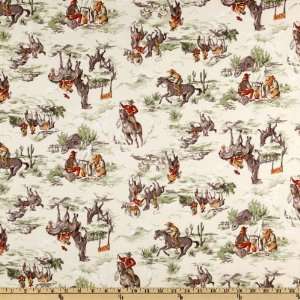  44 Wide Cattle Call Cowboys Cream Fabric By The Yard 