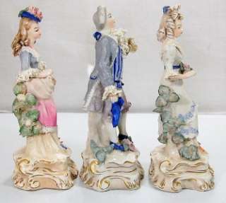 Lot (3) Cordey Lace Porcelain French Figurines 1942 58  