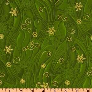   Snowflake Swirls Green Fabric By The Yard Arts, Crafts & Sewing