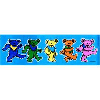 Grateful Dead   5 Jerry Bears on Blue   9 1/4 x 3   Sticker / Decal