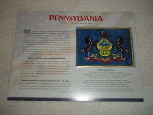 PENNSYLVANIA State Flag WILLABEE & WARD PATCH INFO CARD  