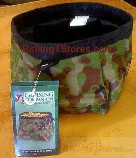 DOG PET FOOD BOWL TRAVEL COLLAPSIBLE CAMOUFLAGE  