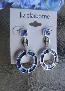   Silvertone Blue Nile Circle Pierced Earrings 1 1/2 MSRP $45.00  
