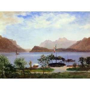  Oil Painting Italian Lake Scene Albert Bierstadt Hand 