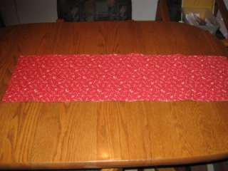 Handmade Quilted Table Runner Christmas reindeer red white gold 