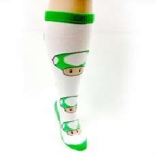 Nintendo Super Marios Green Mushroom White Knee High Socks  