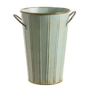  5dx7.25h Embossed Tin Pot W/Handle Aqua Brown (Pack of 