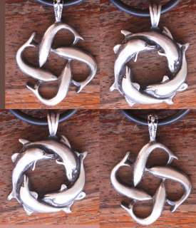 Infinite Love Dolphin pewter pendant W black necklace  