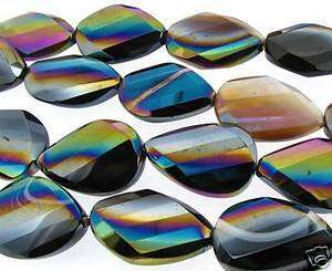 15 RAINBOW BLACK ONYX 20x30mm Faceted Teardrop Beads  