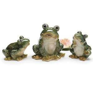  Set Of 3 Porcelain Frog/Toad Figurines/Statues 3 Different 