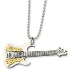 goldia Stainless Steel Gold & Black Plated Guitar 24in Necklace