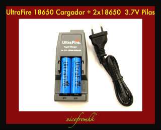 UltraFire Cargador+2x18650 3.7V Li ion Pilas Recargable  