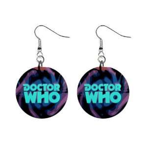  Doctor Who 1970s Logo Button Earrings 