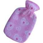 FASHY PINK HEARTS FLEECE COVERED HOT WATER BOTTLE  MADE IN GERMANY