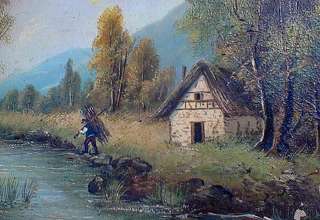 OIL PAINTING BARBIZON WOODCUTTER WOODS c1810 TO RESTORE  