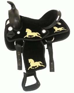 12 Black Suede Leather Seat Cordura Saddle Pony Mini Horse Barrel 