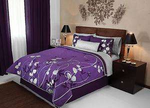 Purple Silver Gray Comforter Sheets Bedding Set Full 9p  