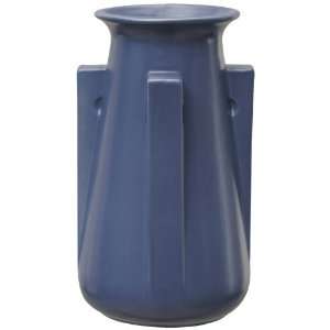  Teco Pottery Blue Four Strut Vase
