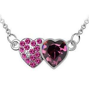  Double Heart of Ocean Swarovski Crystal Necklace Platinum 