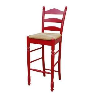  30H Red Finish Ladder Back Counter Height Bar Stool