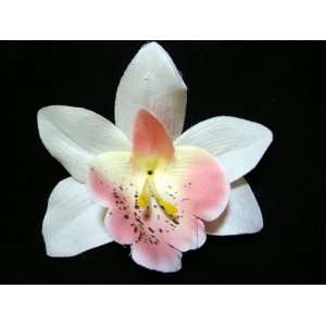 Simple White and Light Pink Orchid Hair Flower Clip 