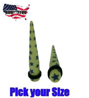 PC (1 Pair) Acrylic Tapers Blue Star Stretcher Pick Size 14G 00G 