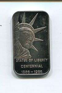 Statue Of Liberty Centennial 1 oz .999 Silver Art Bar  