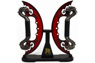 Double Red Blade Dragon Dagger with Stand New  