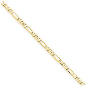    14 Karat Gold Polished Figaro Link Anklet   9 inch Jewelry