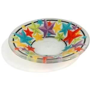 Peggy Karr Stars 9 Inch Handmade Art Glass Serving Bowl  