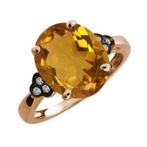 4.37 Ct Oval Champagne Quartz and Topaz Gold Plated 