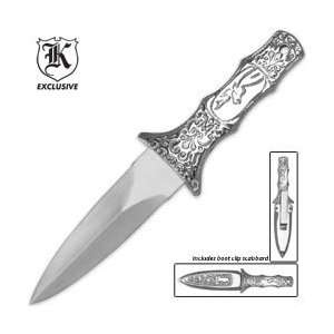  Stainless Steel Scrollwork Boot Knife