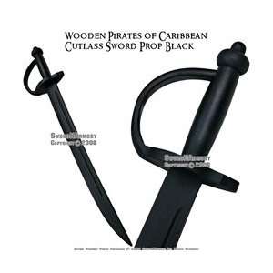  Wooden Caribbean Pirate Cutlass Sword Prop Black Sports 