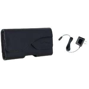   Thunderbolt Black Leather Pouch with Travel Wall Charger Electronics