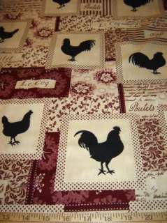 Fabric Windham LE POULET French Words ROOSTER patch 1  