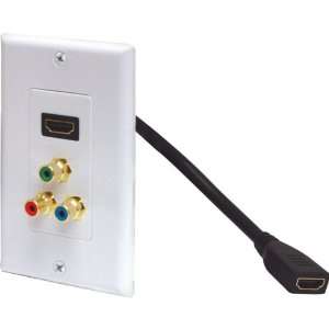  New HDMI Pigtail Component Video Jack Wall Plate, White 