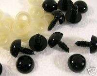 10 Pair 15mm BLACK PLASTIC SAFETY EYES with washers  