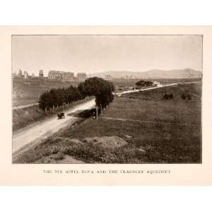  1905 Halftone Print Via Appia Claudian Aqueduct Rome Italy 