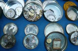 Pocket Watch Wristwatch Parts Gears Screws Storage Tins Big Assortment 